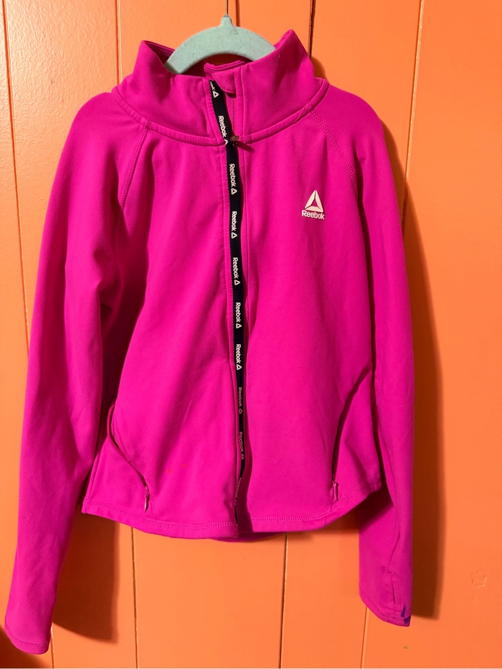 Reebok Bright Pink Girls' Full-Zip Fleece Hoodie